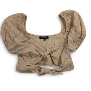 Cotton Candy Beige Puff Sleeve Blouse